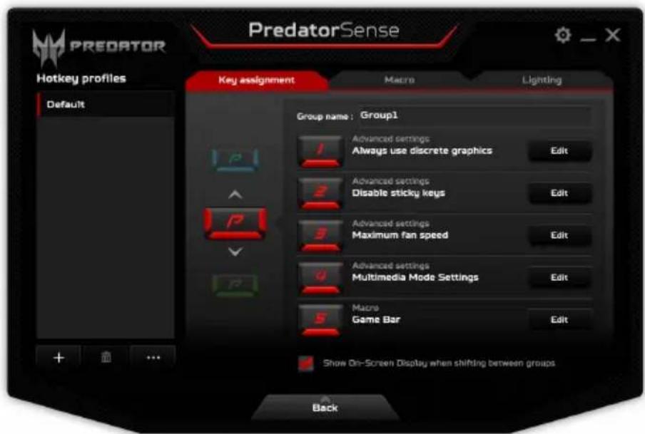 ACER Predator 15 G9-591 - Een actie toekennen aan een sneltoets - 1
