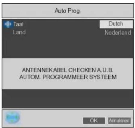 Auto Prog. Taal Land Dutch Nederland ANTENNEKABEL CHECKEN A.U.B. AUTOM. PROGRAMMEER SYSTEEM OK Amularen