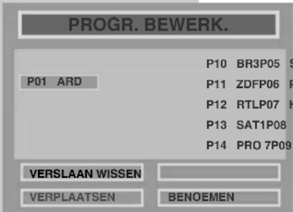 PROGR. BEWERK. P01 ARD P10 BR3P05 S P11 ZDFP06 P P12 RTLP07 H P13 SAT1P08 P14 PRO 7P09 VERSLAAN WISSEN VERPLAATSEN BENOEMEN