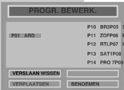 PROGR. BEWERK. P01 ARD P10 BR3P05 S P11 ZDFP06 P P12 RTLP07 H P13 SAT1P08 P14 PRO 7P09 VERSLAAN WISSEN VERPLAATSEN BENOEMEN