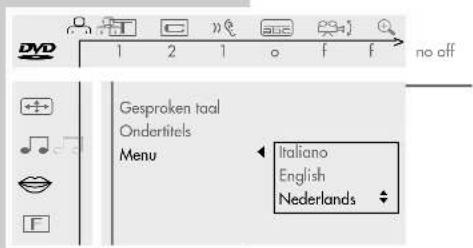 DVD 1 2 1 o f f no off Gesproken taal Ondertitels Menu Italiano English Nederlands