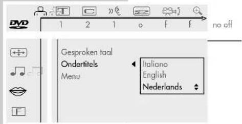 DVD 1 2 1 o f f no off Gesproken taal Ondertitels Menu Italiano English Nederlands