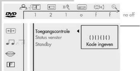 DVD 1 2 1 o f f no off Toegangscontrole Status venster Standby ()()() Kode ingeven