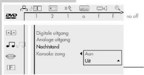 no off Digitale uitgang Analoge uitgang Nachtstand Karaoke zang Aan Uit