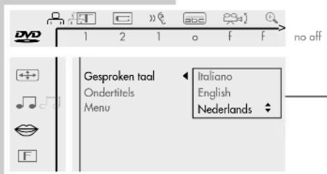 DVD 1 2 1 o f f no off Gesproken taal Ondertitels Menu Italiano English Nederlands