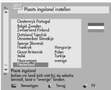 Plaatsingsland instellen Oosternryk Portugal Belgëi Zweden Zwiserland Finland Duitsland Tsjechëie Denomorken Slovokije Spanje Slovenie Frankryk Hongarije Groot-Britannë Polen Italië Turkije Noorwegen overige Nederland Plaatsingsland Indien uw land zich niet bij de selectie bevindt, kiest u "overige" londen. Bevestigen Terug TV