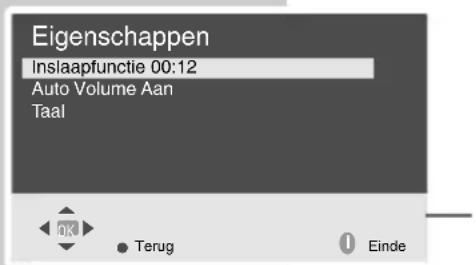 Eigenschappen Inslaapfunctie 00:12 Auto Volume Aan Taal Qk Terug Einde