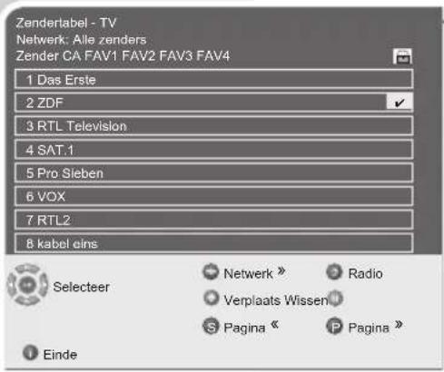 Zenderlabel - TV Network: Alle zenders Zender CA FAV1 FAV2 FAV3 FAV4 1 Das Erste 2 ZDF 3 RTL Television 4 SAT.1 5 Pro Sieben 6 VOX 7 RTL2 8 kabel eins Selecteer Einde Netwerk » Radio Verplaats Wissen Pagina « Pagina »