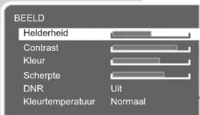 BEELD Helderheid Contrast Kleur Scherpte DNR Uit Kleurtemperatuur Normaal