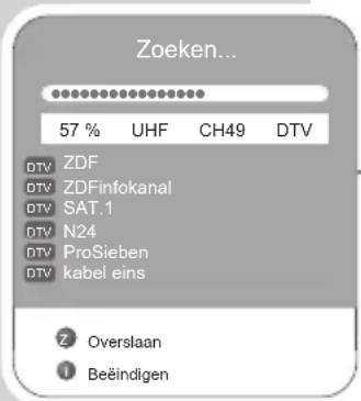 Zoeken... 57 % UHF CH49 DTV DTV ZDF DTV ZDInfokanal DTV SAT.1 DTV N24 DTV ProSieben DTV kabel eins Z Overslaan I Beëindigen
