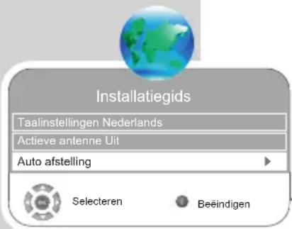 Installatiegids Taalinstellingen Nederlands Actieve antenne Uit Auto afstelling Selecteren Beeindigen