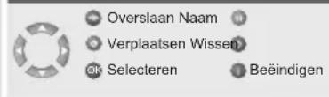 Overslaan Naam Verplaatsen Wissen Selecteren Beëindigen