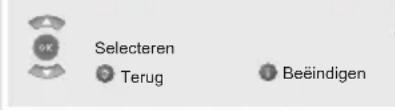 OK Selecteren Terug Beeindigen