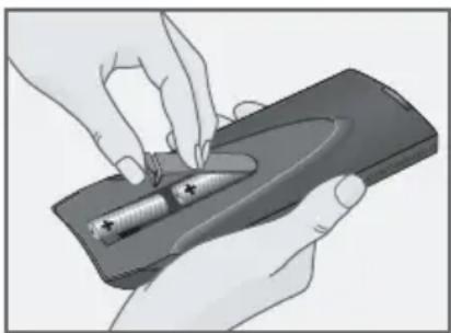 GRUNDIG LXW 68-9622 - Batterijen in de afstandsbediening plaatsen - 1