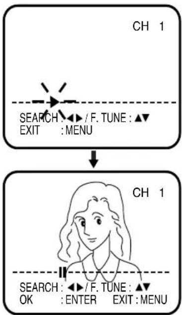 graph TD A["SEARCH : ▶ / F. TUNE : ▶"] --> B["EXIT : MENU"] B --> C["SEARCH : ▶ / F. TUNE : ▶"] C --> D["OK : ENTER EXIT : MENU"]