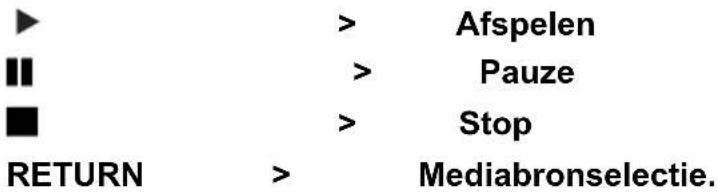 ▶ ▶ ■ RETURN > Afspelen > Pauze > Stop > Mediabronselectie.