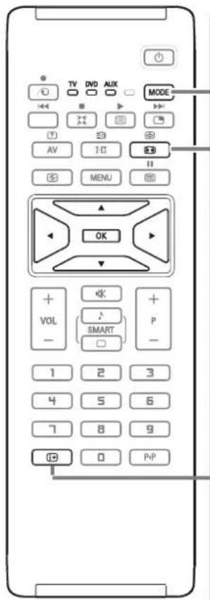TV DVD AUX MODE AV I-10 11 MENU OK VOL SMART P 1 2 3 4 5 6 7 8 9 10 0 P+P