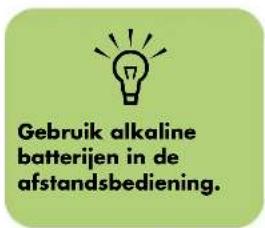 Gebruik alkaline batterijen in de afstandsbediening.