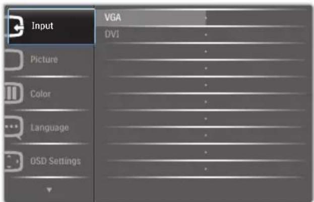Ingang VGA DVI Beeld Kleur Taal OSD-instellingen