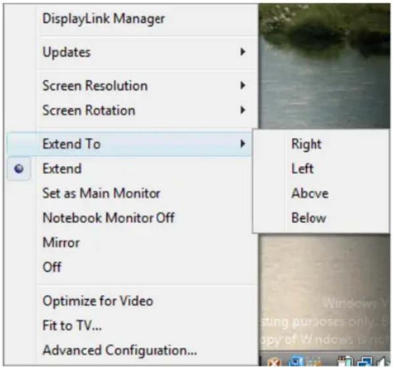 PHILIPS 221S3U - Het menu DisplayLink Manager gebruiken - 1