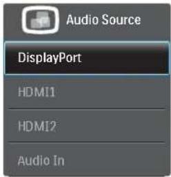 Audio Source DisplayPort HDMI1 HDMI2 Audio In