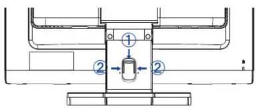 Technical diagram showing a mechanical assembly with labeled components and directional arrows indicating movement or force.