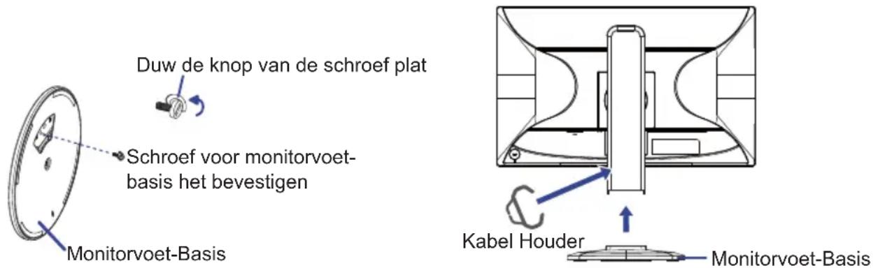 Duw de knop van de schroef plat Schroef voor monitorvoet- basis het bevestigen Monitorvoet-Basis Kabel Houder Monitorvoet-Basis