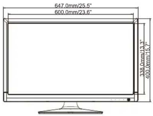 647.0mm/25.5" 600.0mm/23.6" 338.0mm/13.3" 400.0mm/15.7"