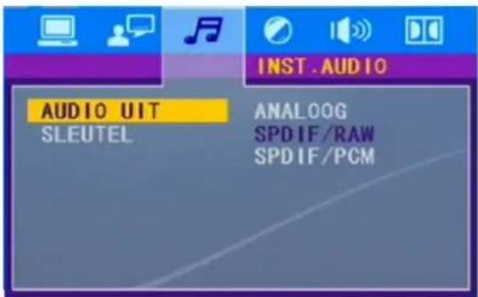 INST.AUDIO AUDIO UIT SLEUTEL ANALOG SPDIF/RAW SPDIF/PCM