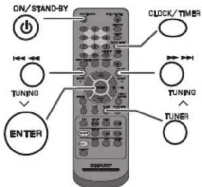 ON/STAND-BY TUNING ENTER CLOCK/TIMER TUNING TUNER
