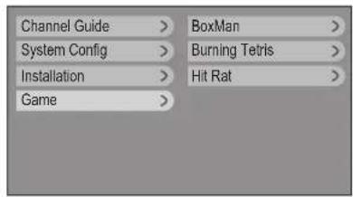 Channel Guide > System Config > Installation > Game >