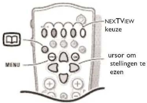 NEXTVIEW keuze ursor om stellingen te ezen MENU