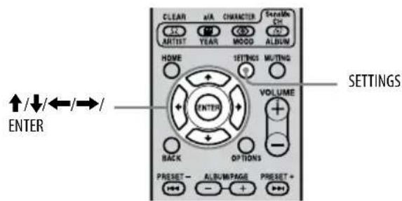 CLEAR ARTIST AIA YEAR CHARACTER MOOD ONION ALBUM HOME SETTINGS VOLUME ENTER BACK OPTIONS PRESSET - ALBUM/PAGE PRESSET + ←→/↓/←/→/← ENTER SETTINGS
