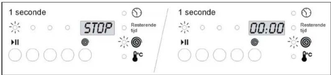 1 seconde STOP Resterende tijd 1 seconde 00:00 Resterende tijd 0°C
