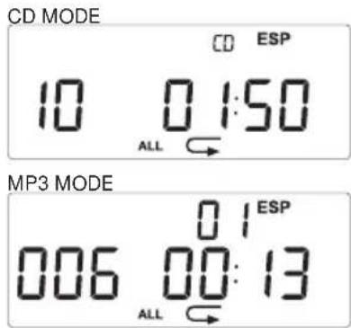 CD MODE 10 0:1:50 ALL MP3 MODE 006 00:13 ALL