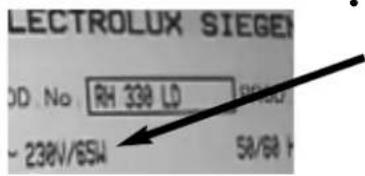 LECTROLUX SIEGE OD No RH 338 LD - 238V/65W 58/68 F
