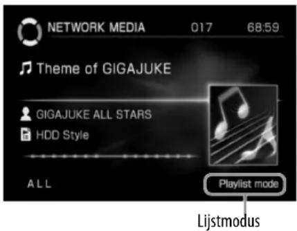 NETWORK MEDIA 017 68:59 Theme of GIGAJUKE GIGAJUKE ALL STARS HDD Style ALL Playlist mode Lijstmodus