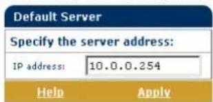 Standaardserver Geef het serveradres op: IP-adres: 10.0.0.254 Help Toepassen