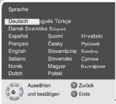 Sprache Deutsch Português Türkçe Dansk Svenska Exlyvica Español Suomi Hrvatski Français Česky Русский English Slovenščina Româna Italiano Slovensko Српски Norsk Magyar Български Dutch Polski Auswählen Zurück und bestätigen Ende