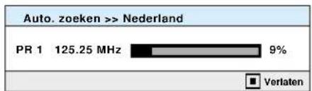 Auto. zoeken >> Nederland PR 1 125.25 MHz 9% Verlaten