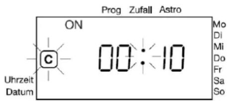 Prog Zufall Astro ON C Uhrzeit Datum 00:10 Mo Di Mi Do Fr Sa So