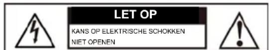 LET OP KANS OP ELEKTRISCHE SCHOKKEN NIET OPENEN