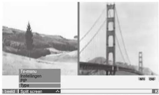 Tv-menu Instellingen PIP Type beeld Split screen INFO END K