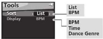 PIONEER STZ-D10T - Selecteer de lijstvolgorde en de informatie die met de tracktitel moeten worden weergegeven. - 1