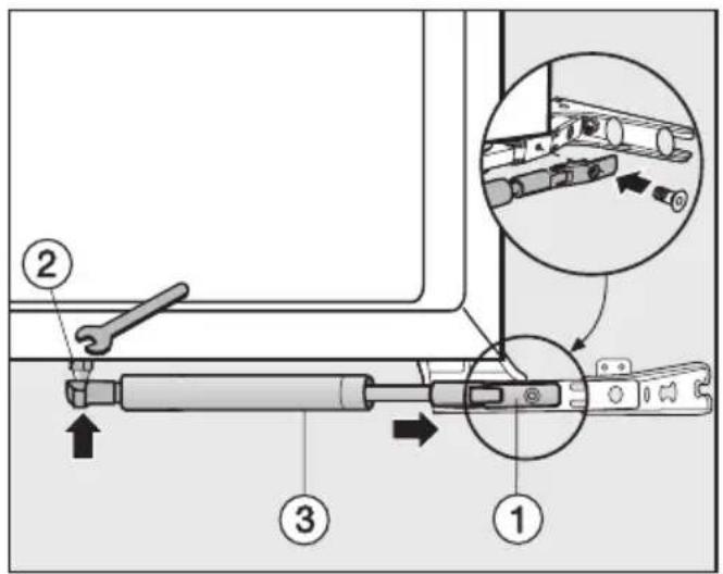 MIELE K 9458 IDF - Het vastmaken van de deursluitingsdemper - 1