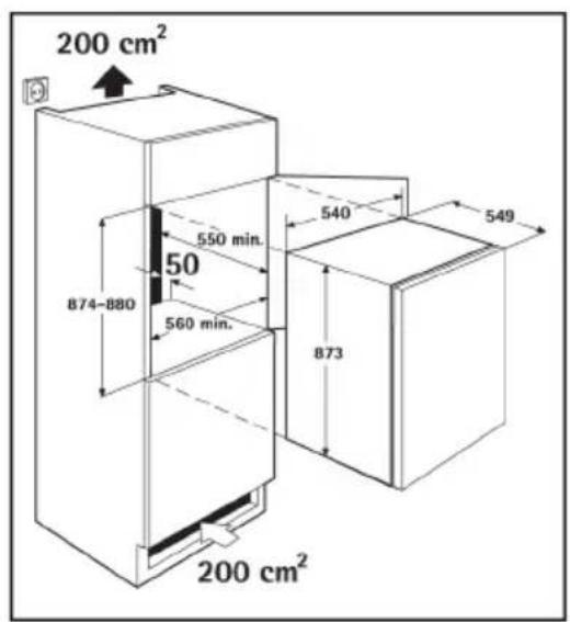 200 cm² 550 min. 50 874-880 560 min. 540 873 549 200 cm²
