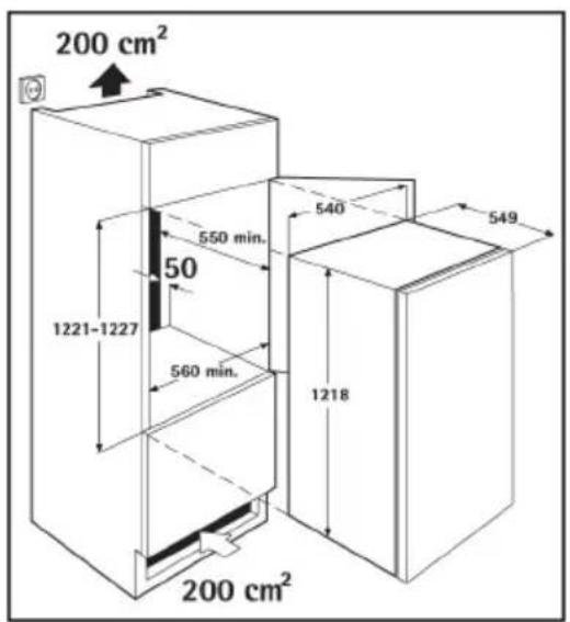 200 cm² 550 min. 50 1221-1227 560 min. 540 1218 549 200 cm²
