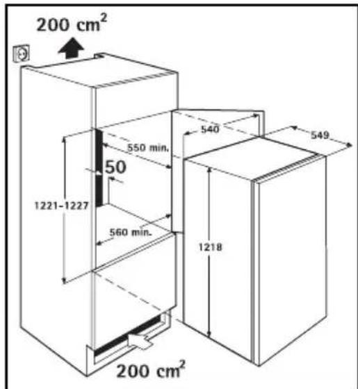 200 cm² 550 min. 540 549 1221-1227 50 560 min. 1218 200 cm²