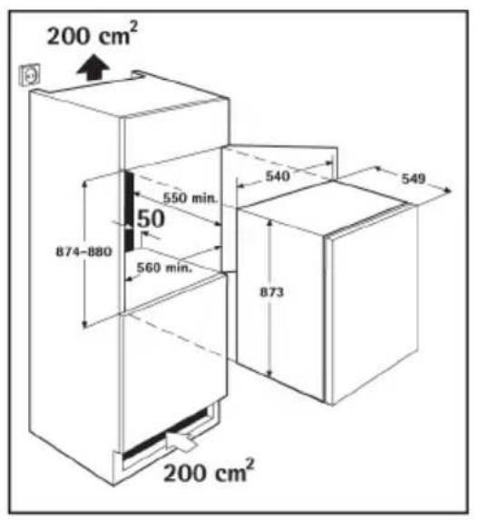 200 cm² 550 min. 50 874-880 560 min. 540 873 549 200 cm²