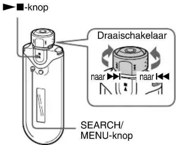 -knop Draaischakelaar naar naar SEARCH/ MENU-knop